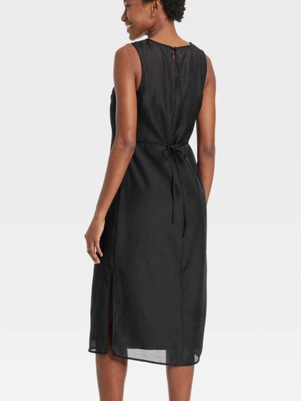 a new day Black Sheer Organza Midi Dress NWT Medium - Picture 2 of 7